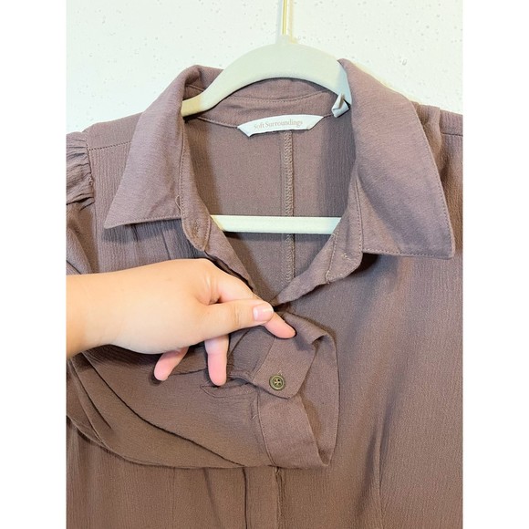 Soft Surroundings Brown Laurel Modest Maxi Gauze Button Up Shirt Dress - Picture 5 of 7